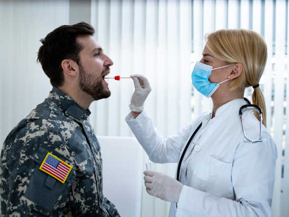 Mk-677 drug test  american soldier in uniform doing pcr test