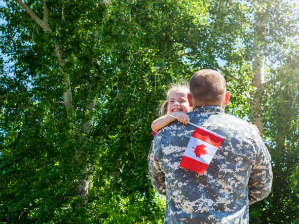 reunion of soldier from canada with family daughter hug father